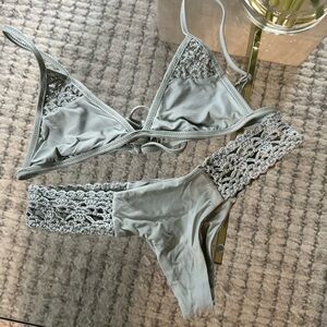 Frankies Bikinis Crochet Trim Bikini Set